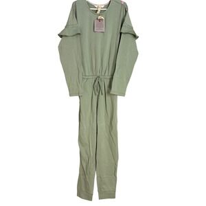 Matilda Jane Girls Sage Green Ruffle Sleeve Jumpsuit Romper Size 8